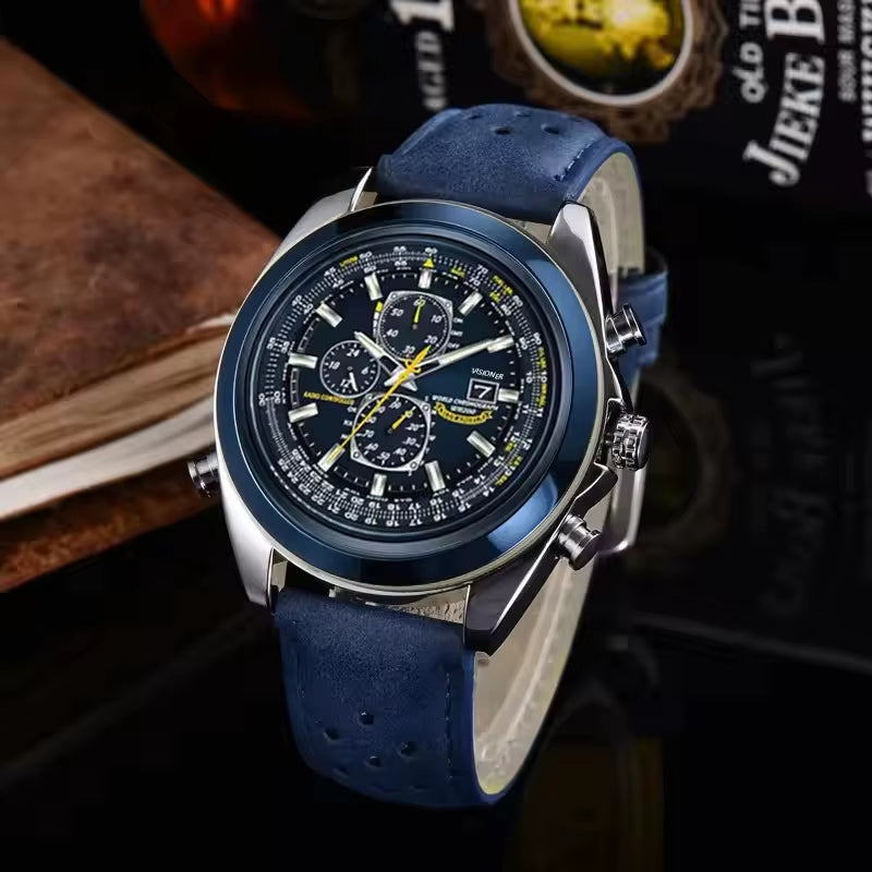 2025 Nuevos Relojes Para Hombres, Reloj De Pulsera Redondo De Lujo Multifunción De Negocios, Reloj De Cuarzo Con Banda De Acero Inoxidable Y Fecha