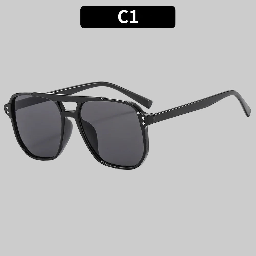 Gafas De Sol Cuadradas Vintage Para Mujeres Y Hombres, Montura Gruesa, Gafas De Sol Con Doble Puente, Gafas De Sol Poligonales Elegantes Para Mujer, Gafas De Sol UV400