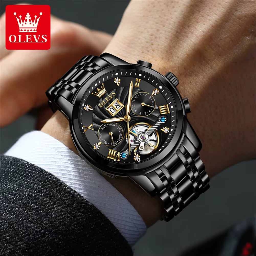 OLEVS Relojes Clásicos Para Hombre Tourbillon Reloj Multifunción Completamente Automático Para Hombre Relojes De Pulsera Masculinos De Alta Gama