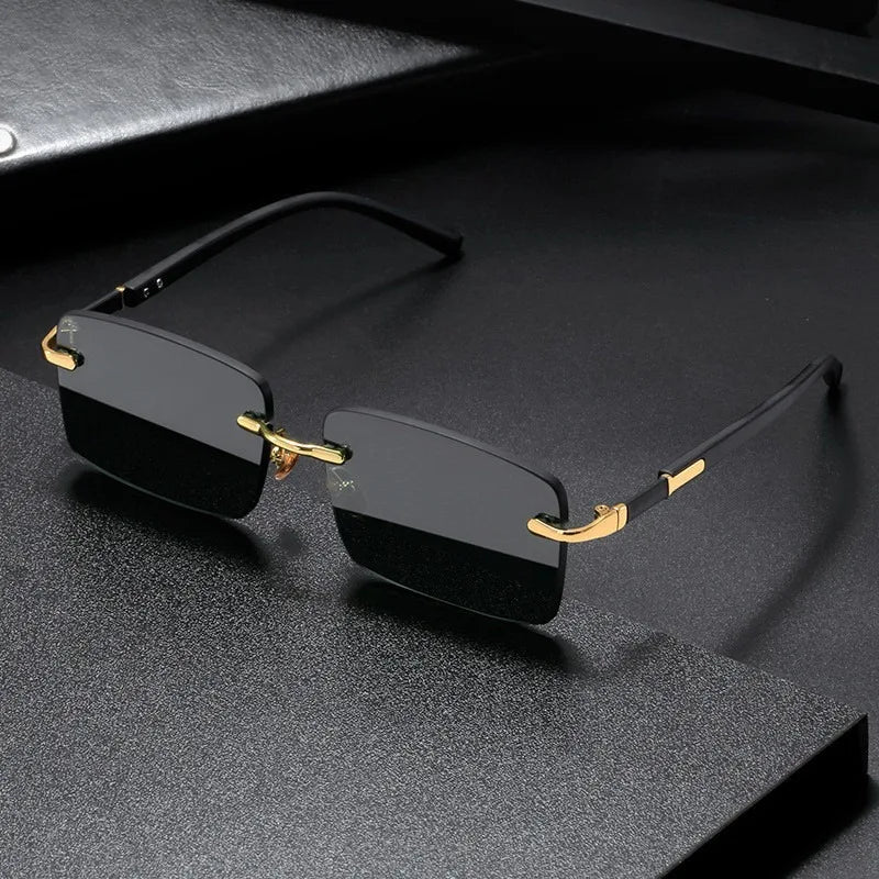 Gafas De Sol Retro Sin Montura Para Hombre Y Mujer, Lentes De Corte Sin Marco, Diseñador De Marca, a La Moda