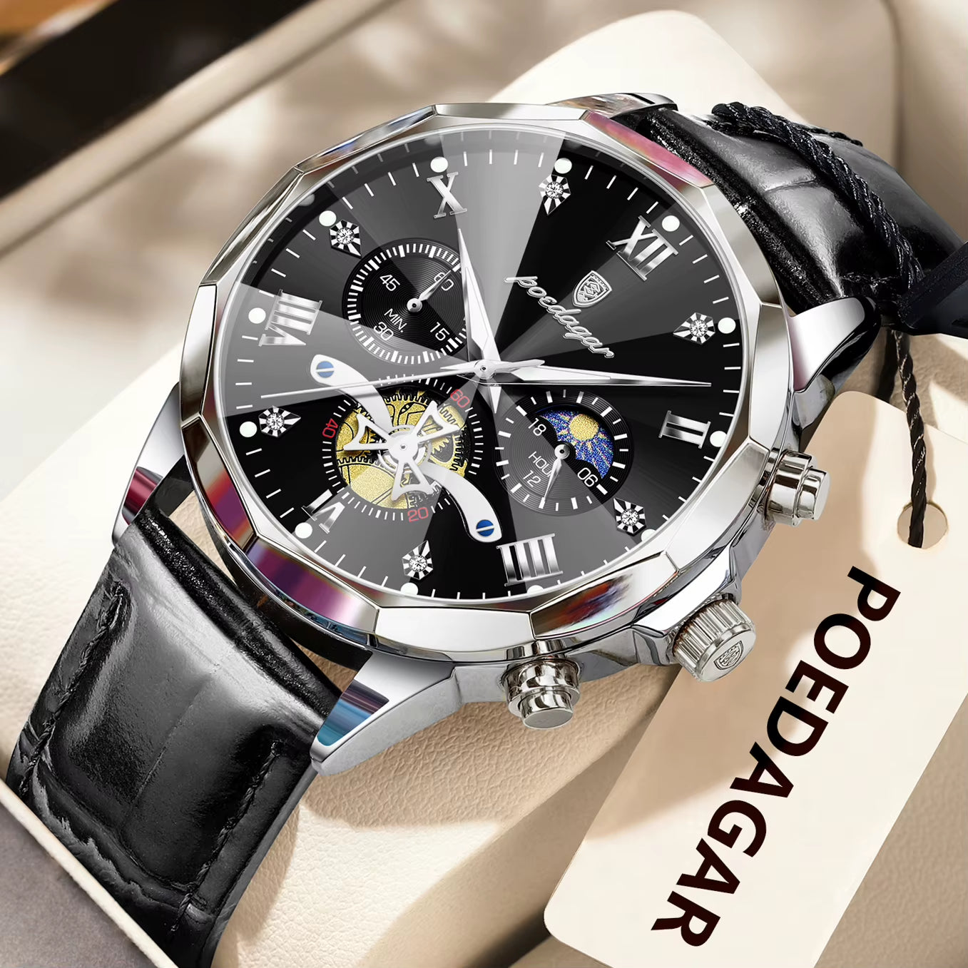 Reloj De Pulsera POEDAGAR Militar De Lujo Para Hombre, Reloj De Cuarzo Resistente Al Agua Con Cronógrafo Luminoso, Reloj De Cuero Para Hombre, Relojes Deportivos Para Hombre, Reloj Masculino