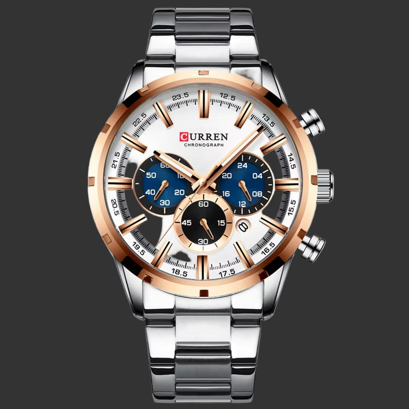 Reloj Curren Para Hombre, Esfera Azul, Banda De Acero Inoxidable, Fecha, Relojes De Negocios Para Hombre, Relojes De Pulsera De Lujo Resistentes Al Agua Para Hombre