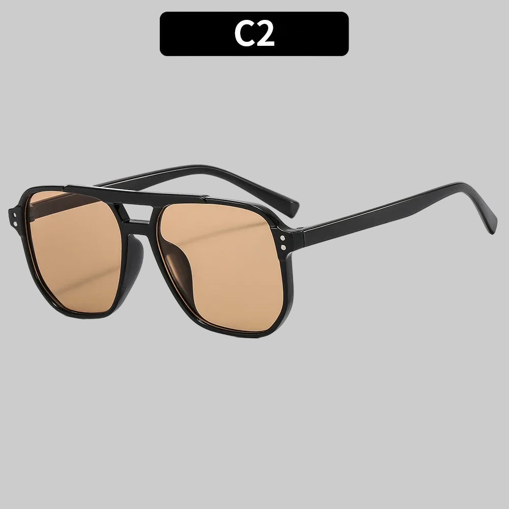 Gafas De Sol Cuadradas Vintage Para Mujeres Y Hombres, Montura Gruesa, Gafas De Sol Con Doble Puente, Gafas De Sol Poligonales Elegantes Para Mujer, Gafas De Sol UV400