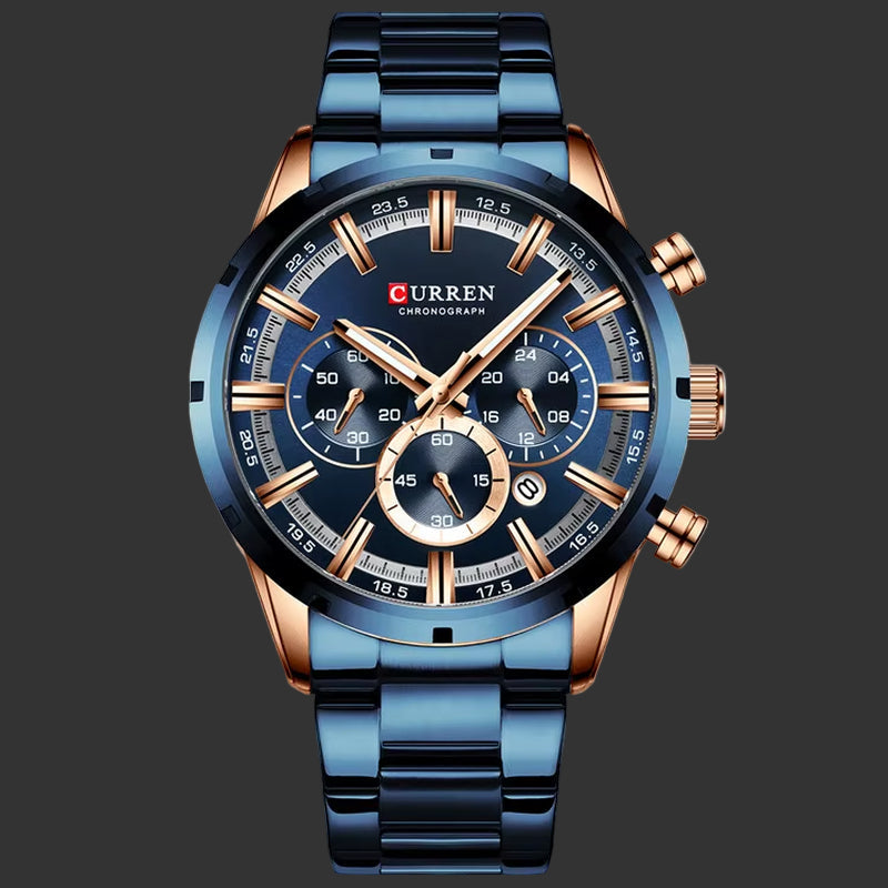 Reloj Curren Para Hombre, Esfera Azul, Banda De Acero Inoxidable, Fecha, Relojes De Negocios Para Hombre, Relojes De Pulsera De Lujo Resistentes Al Agua Para Hombre