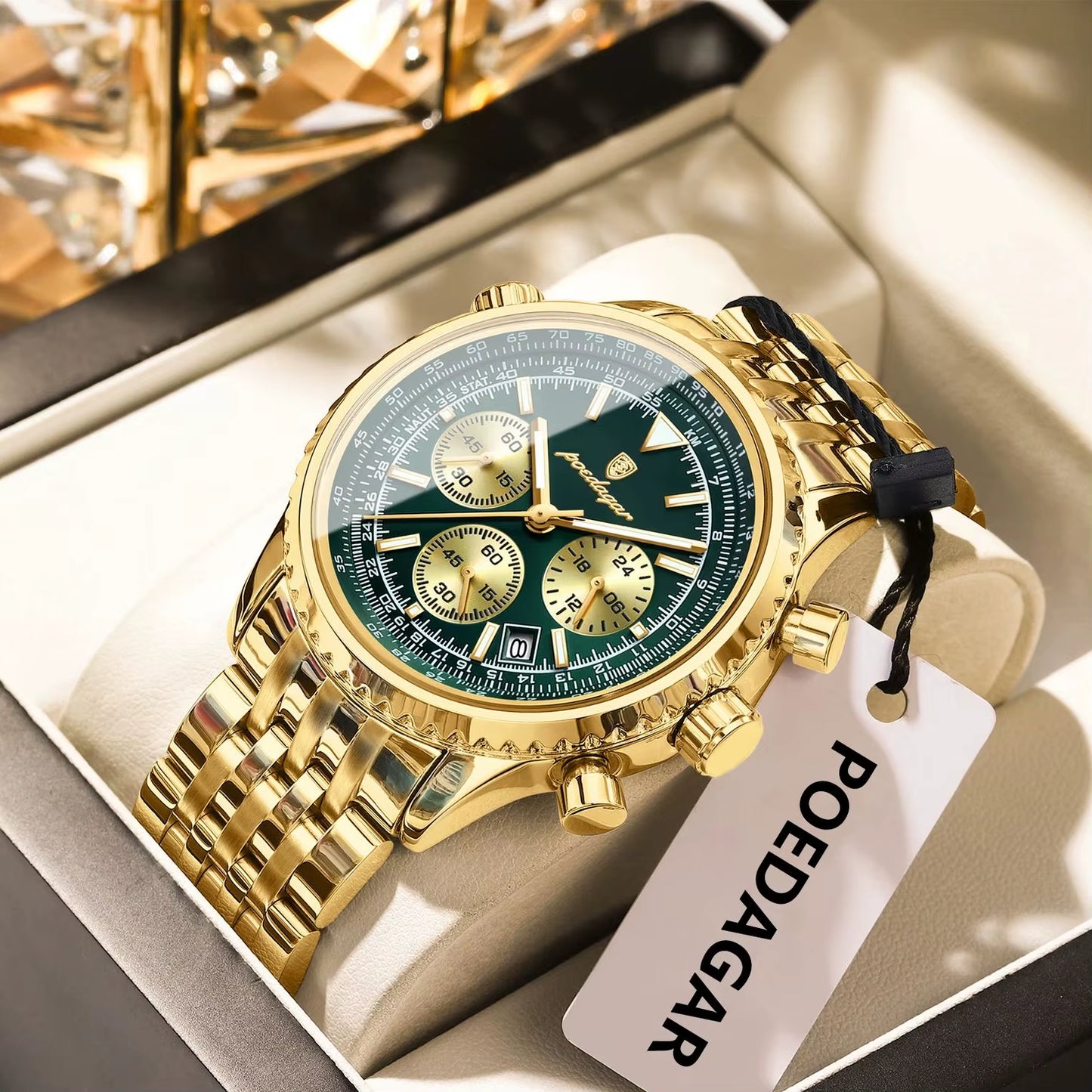 Reloj POEDAGAR a La Moda Para Hombre, Cronógrafo Con Fecha, Relojes Luminosos Resistentes Al Agua Para Hombre, Reloj De Pulsera Deportivo De Cuarzo De Acero Inoxidable Para Hombre De Lujo