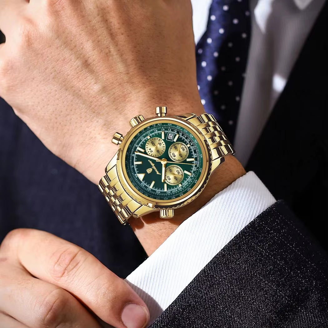 Reloj POEDAGAR a La Moda Para Hombre, Cronógrafo Con Fecha, Relojes Luminosos Resistentes Al Agua Para Hombre, Reloj De Pulsera Deportivo De Cuarzo De Acero Inoxidable Para Hombre De Lujo