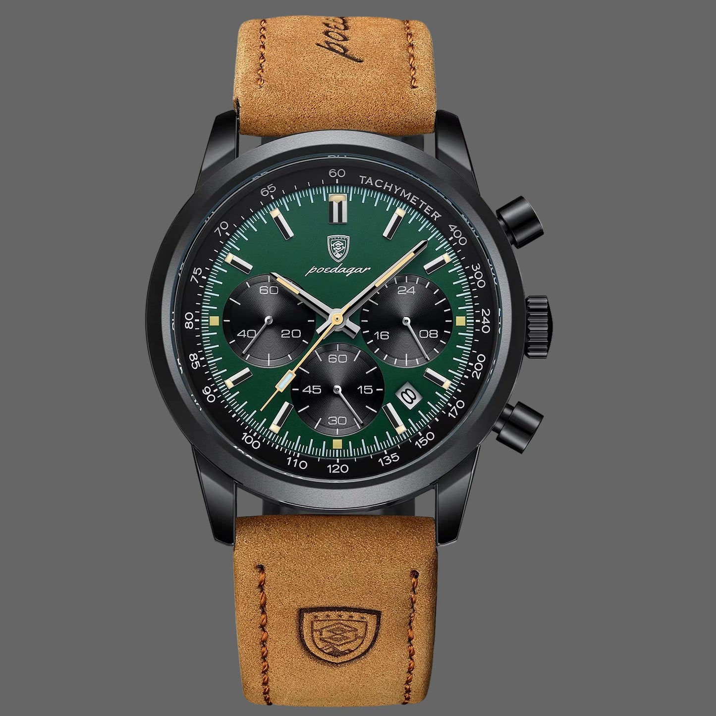 Reloj De Cuarzo POEDAGAR De La Mejor Marca Para Hombre, Cronógrafo Luminoso Resistente Al Agua, Reloj Militar Para Hombre, Relojes De Cuero De Moda De Lujo Para Hombre