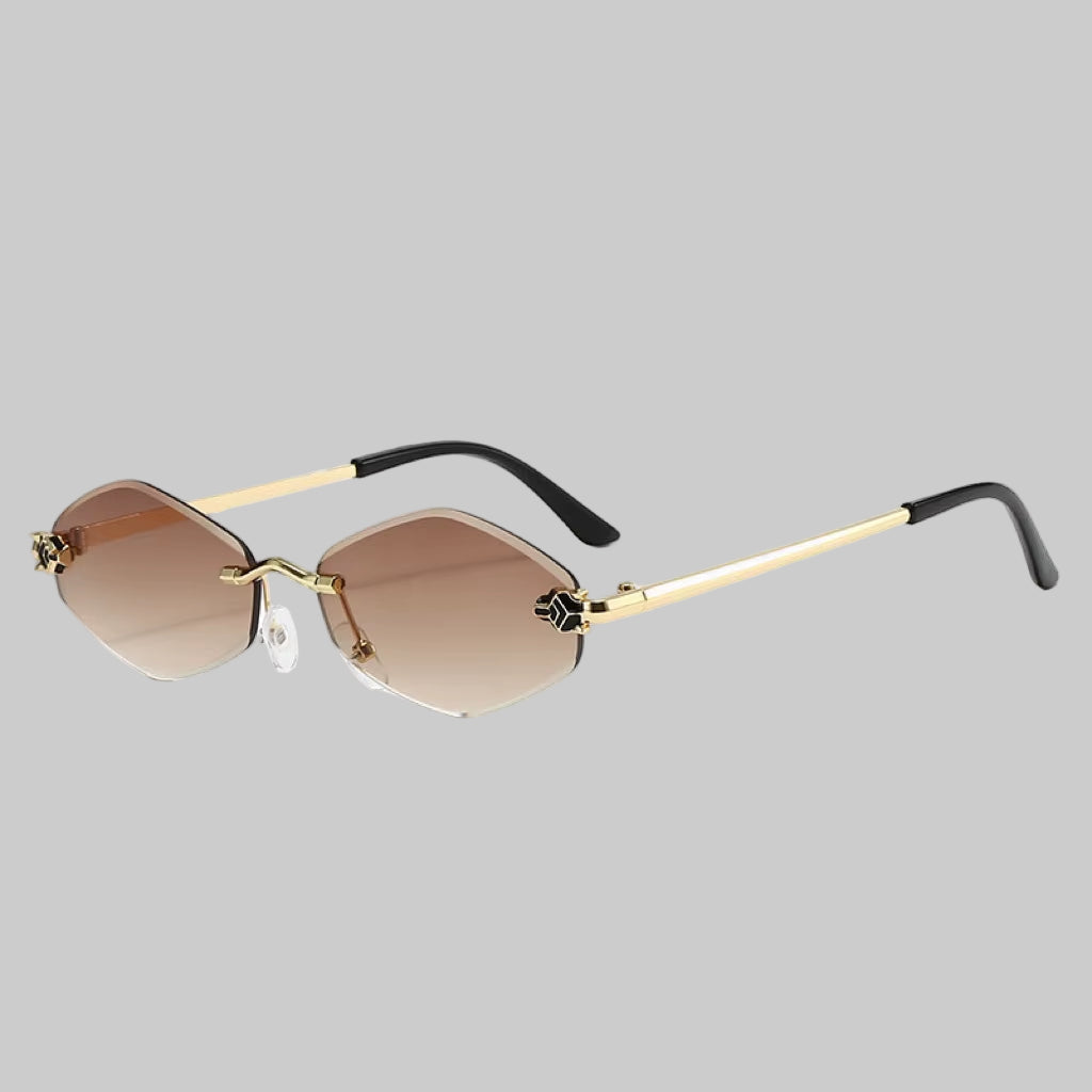 Gafas De Sol Sin Marco Con Borde Cortado, Gafas De Sol De Leopardo Personalizadas En Forma De Diamante, Gafas De Sol UV400 Con Montura Pequeña Resistentes a Los Rayos UV, Nuevas