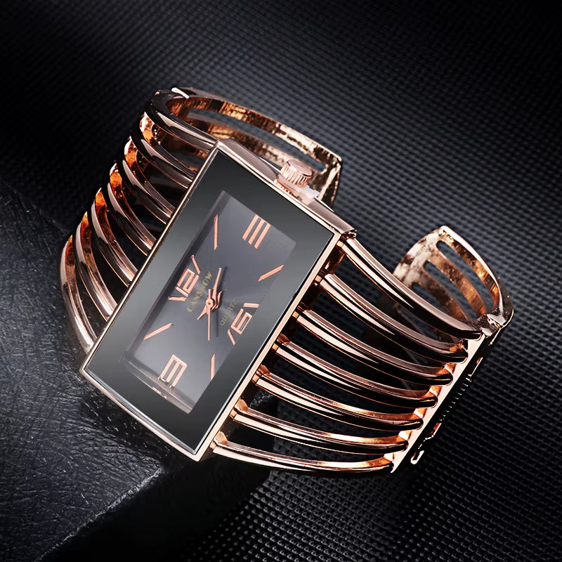 Reloj CANSNOW Para Mujer, Reloj De Pulsera De Oro Rosa a La Moda De Lujo, Reloj De Vestir Para Mujer, Reloj De Pulsera Para Mujer Saati Para Niñas, Relojes