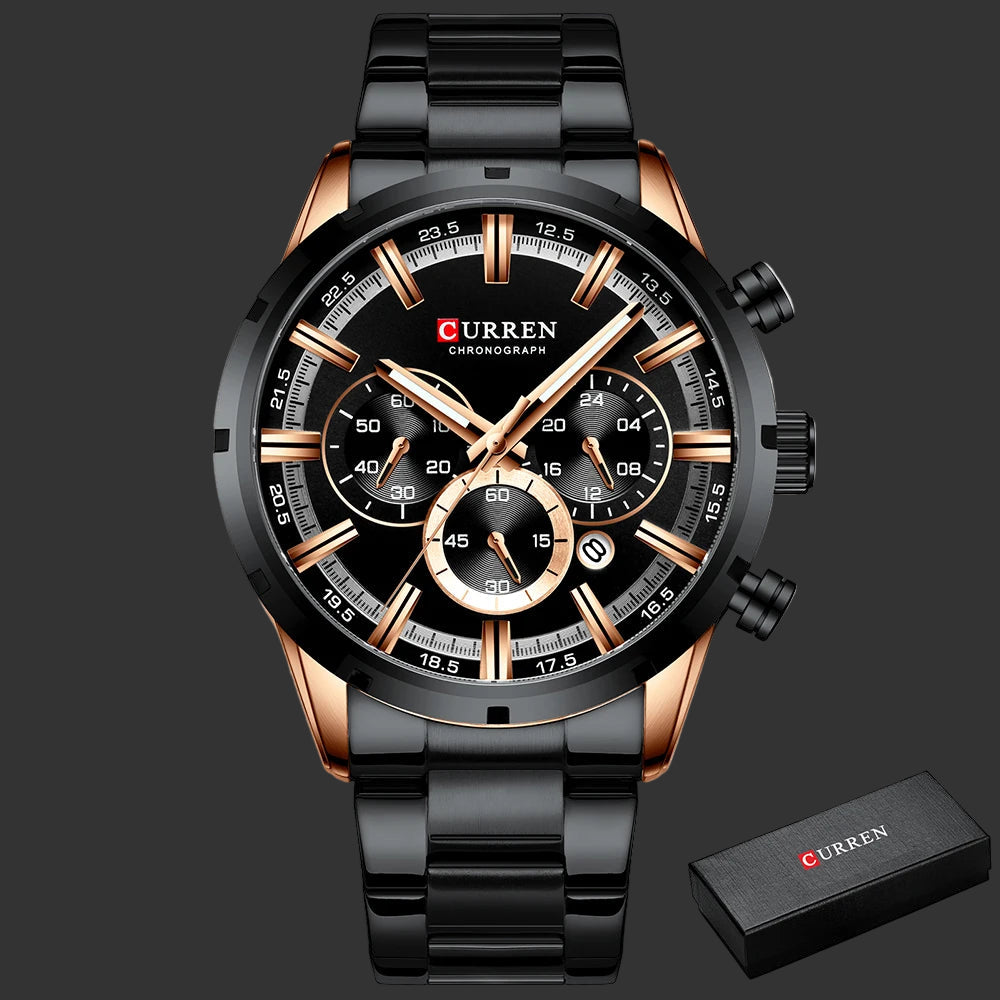 Reloj Curren Para Hombre, Esfera Azul, Banda De Acero Inoxidable, Fecha, Relojes De Negocios Para Hombre, Relojes De Pulsera De Lujo Resistentes Al Agua Para Hombre