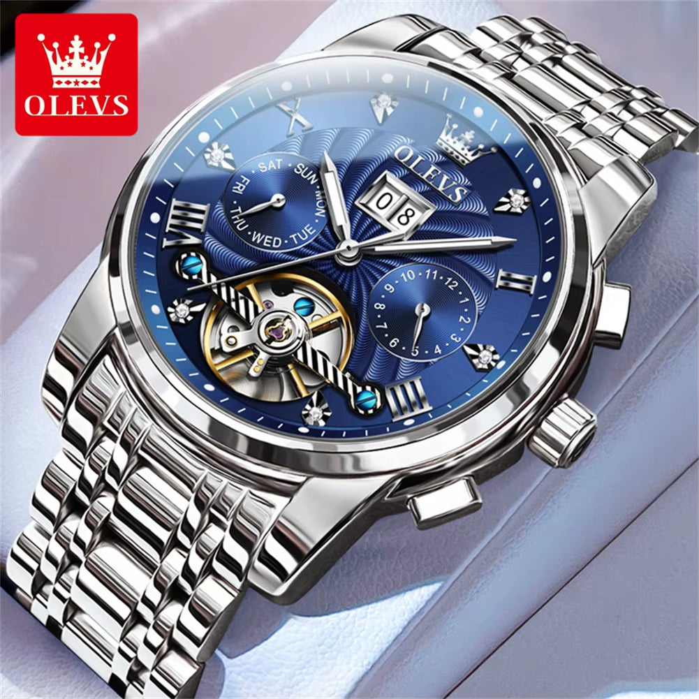 OLEVS Relojes Clásicos Para Hombre Tourbillon Reloj Multifunción Completamente Automático Para Hombre Relojes De Pulsera Masculinos De Alta Gama