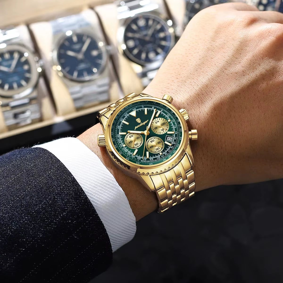 Reloj POEDAGAR a La Moda Para Hombre, Cronógrafo Con Fecha, Relojes Luminosos Resistentes Al Agua Para Hombre, Reloj De Pulsera Deportivo De Cuarzo De Acero Inoxidable Para Hombre De Lujo