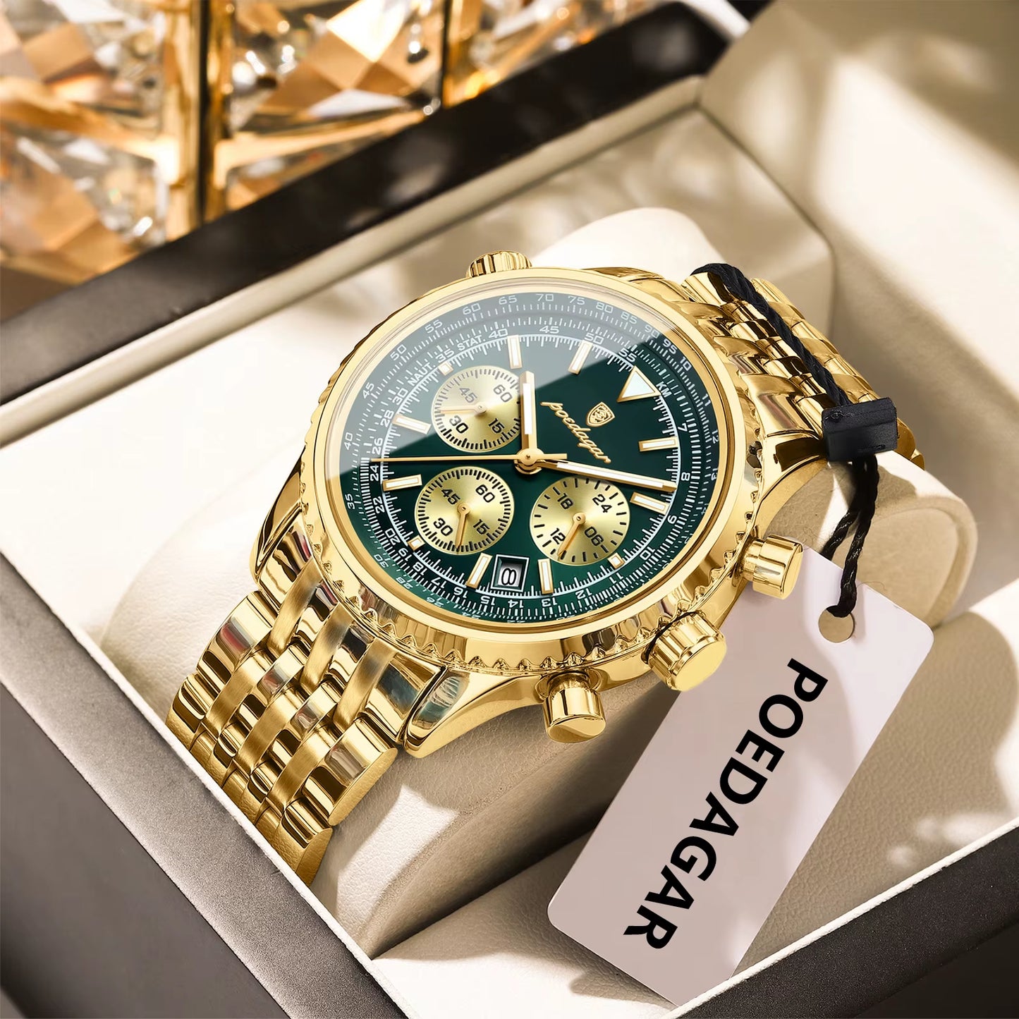 Reloj POEDAGAR a La Moda Para Hombre, Cronógrafo Con Fecha, Relojes Luminosos Resistentes Al Agua Para Hombre, Reloj De Pulsera Deportivo De Cuarzo De Acero Inoxidable Para Hombre De Lujo