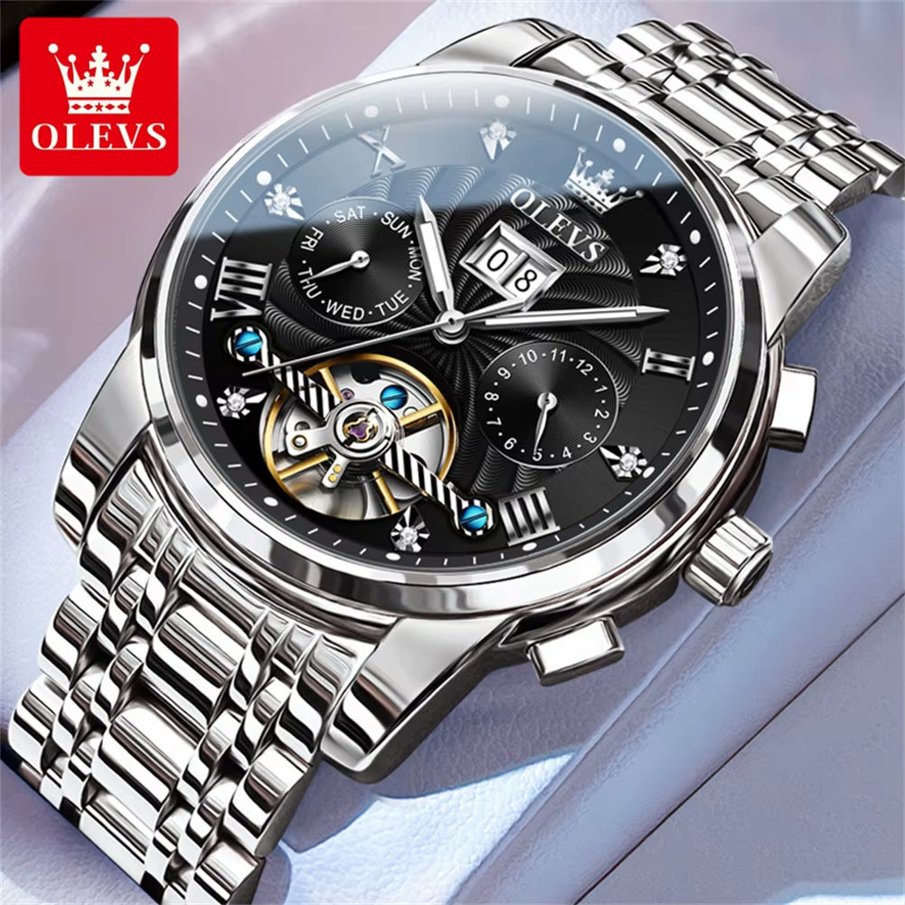 OLEVS Relojes Clásicos Para Hombre Tourbillon Reloj Multifunción Completamente Automático Para Hombre Relojes De Pulsera Masculinos De Alta Gama