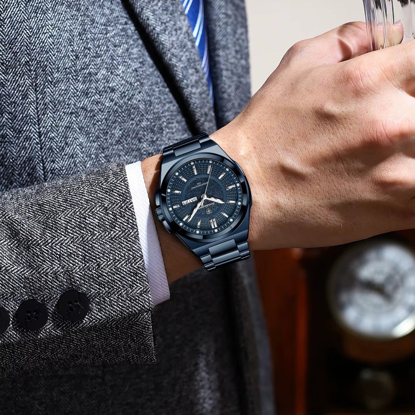 Reloj Deportivo POEDAGAR Original Para Hombre, Reloj De Pulsera De Cuarzo Con Fecha Y Semana De Lujo Para Hombre, Relojes Luminosos Resistentes Al Agua De Acero Inoxidable Para Hombre