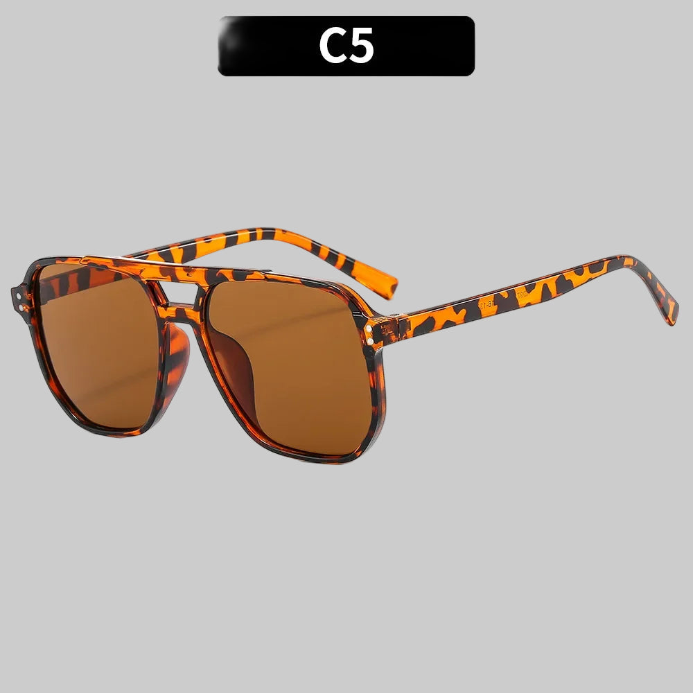 Gafas De Sol Cuadradas Vintage Para Mujeres Y Hombres, Montura Gruesa, Gafas De Sol Con Doble Puente, Gafas De Sol Poligonales Elegantes Para Mujer, Gafas De Sol UV400