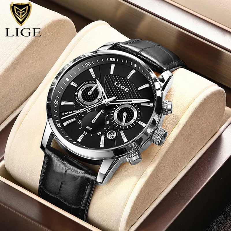 2025 Nuevos Relojes Para Hombre LIGE, Marca Superior, Reloj De Cuarzo Informal De Cuero De Lujo, Reloj Deportivo Resistente Al Agua Para Hombre, Reloj Masculino + Caja