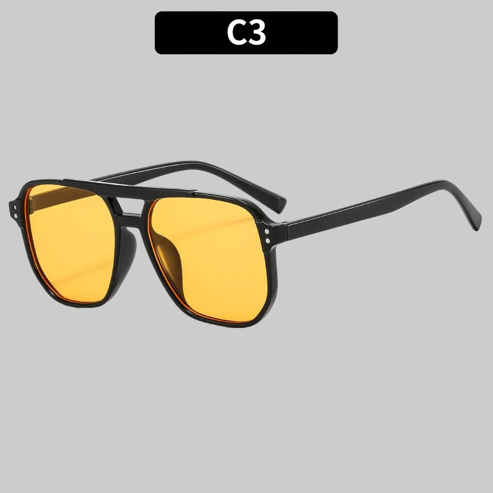 Gafas De Sol Cuadradas Vintage Para Mujeres Y Hombres, Montura Gruesa, Gafas De Sol Con Doble Puente, Gafas De Sol Poligonales Elegantes Para Mujer, Gafas De Sol UV400