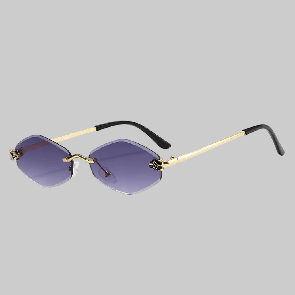 Gafas De Sol Sin Marco Con Borde Cortado, Gafas De Sol De Leopardo Personalizadas En Forma De Diamante, Gafas De Sol UV400 Con Montura Pequeña Resistentes a Los Rayos UV, Nuevas