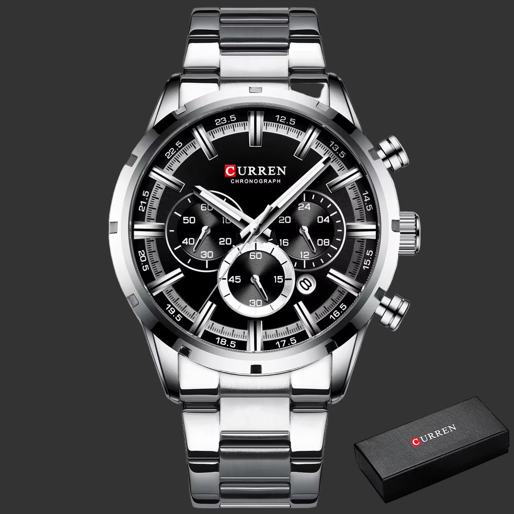 Reloj Curren Para Hombre, Esfera Azul, Banda De Acero Inoxidable, Fecha, Relojes De Negocios Para Hombre, Relojes De Pulsera De Lujo Resistentes Al Agua Para Hombre