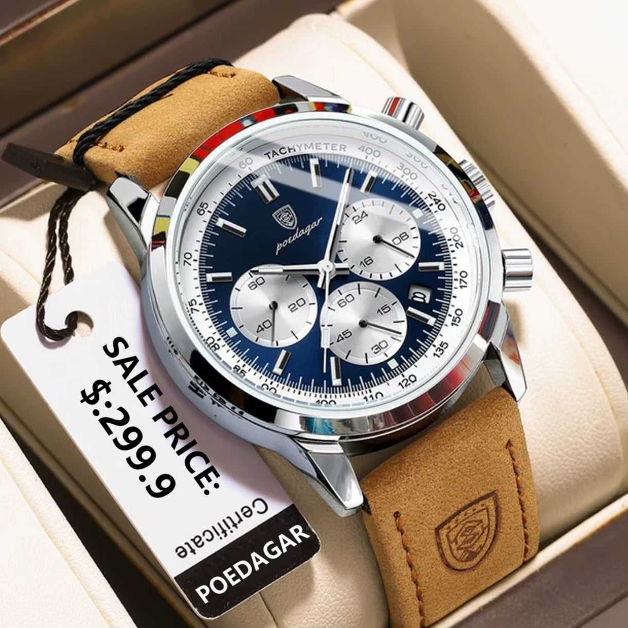 Reloj De Cuarzo POEDAGAR De La Mejor Marca Para Hombre, Cronógrafo Luminoso Resistente Al Agua, Reloj Militar Para Hombre, Relojes De Cuero De Moda De Lujo Para Hombre
