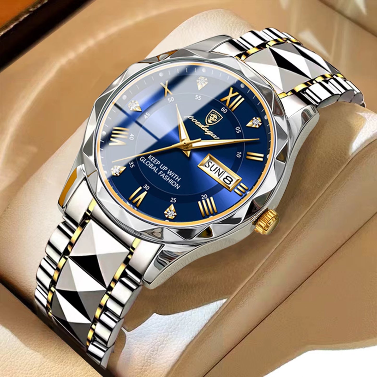 POEDAGAR, Relojes De Negocios De Lujo Para Hombre, Reloj De Pulsera Luminoso De Acero Inoxidable Resistente Al Agua Para Hombre, Reloj Deportivo De Cuarzo Con Fecha Y Semana Para Hombre