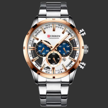 Reloj Curren Para Hombre, Esfera Azul, Banda De Acero Inoxidable, Fecha, Relojes De Negocios Para Hombre, Relojes De Pulsera De Lujo Resistentes Al Agua Para Hombre