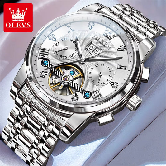 OLEVS Relojes Clásicos Para Hombre Tourbillon Reloj Multifunción Completamente Automático Para Hombre Relojes De Pulsera Masculinos De Alta Gama