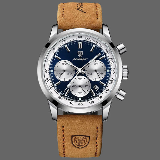 Reloj De Cuarzo POEDAGAR De La Mejor Marca Para Hombre, Cronógrafo Luminoso Resistente Al Agua, Reloj Militar Para Hombre, Relojes De Cuero De Moda De Lujo Para Hombre