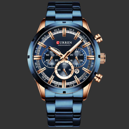 Reloj Curren Para Hombre, Esfera Azul, Banda De Acero Inoxidable, Fecha, Relojes De Negocios Para Hombre, Relojes De Pulsera De Lujo Resistentes Al Agua Para Hombre
