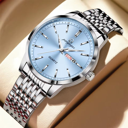 Reloj De Lujo PENGAGAR Para Hombre, Resistente Al Agua, Luminoso, Con Fecha, Semana, Reloj De Acero Inoxidable Para Hombre, Relojes De Cuarzo Informales Para Hombre, Reloj Masculino + Caja