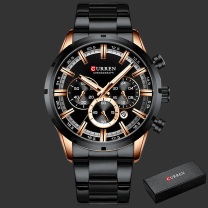Reloj Curren Para Hombre, Esfera Azul, Banda De Acero Inoxidable, Fecha, Relojes De Negocios Para Hombre, Relojes De Pulsera De Lujo Resistentes Al Agua Para Hombre
