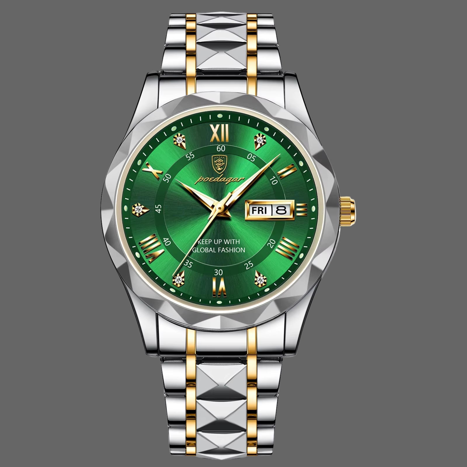 POEDAGAR, Relojes De Negocios De Lujo Para Hombre, Reloj De Pulsera Luminoso De Acero Inoxidable Resistente Al Agua Para Hombre, Reloj Deportivo De Cuarzo Con Fecha Y Semana Para Hombre