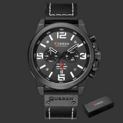 Relojes CURREN Para Hombre, Marca De Lujo, Reloj De Pulsera Deportivo Resistente Al Agua, Cronógrafo De Cuarzo, Reloj Militar De Cuero Genuino, Reloj Masculino