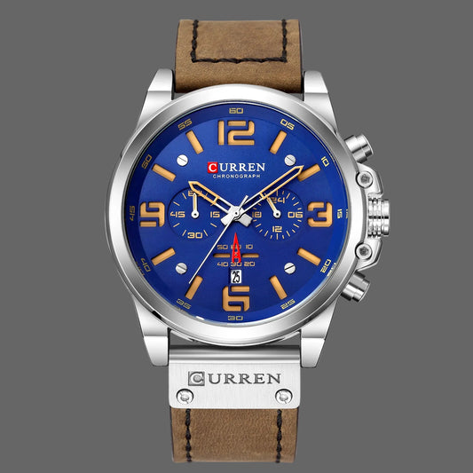 Relojes CURREN Para Hombre, Marca De Lujo, Reloj De Pulsera Deportivo Resistente Al Agua, Cronógrafo De Cuarzo, Reloj Militar De Cuero Genuino, Reloj Masculino