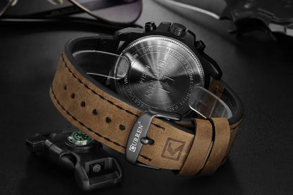Relojes CURREN Para Hombre, Marca De Lujo, Reloj De Pulsera Deportivo Resistente Al Agua, Cronógrafo De Cuarzo, Reloj Militar De Cuero Genuino, Reloj Masculino