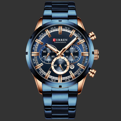 Reloj Curren Para Hombre, Esfera Azul, Banda De Acero Inoxidable, Fecha, Relojes De Negocios Para Hombre, Relojes De Pulsera De Lujo Resistentes Al Agua Para Hombre