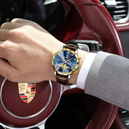 Reloj De Pulsera POEDAGAR Militar De Lujo Para Hombre, Reloj De Cuarzo Resistente Al Agua Con Cronógrafo Luminoso, Reloj De Cuero Para Hombre, Relojes Deportivos Para Hombre, Reloj Masculino