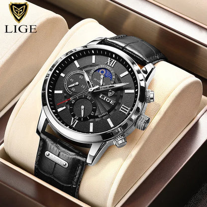 2025 Nuevos Relojes Para Hombre LIGE, Marca Superior, Reloj De Cuarzo Informal De Cuero De Lujo, Reloj Deportivo Resistente Al Agua Para Hombre, Reloj Masculino + Caja