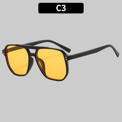 Gafas De Sol Cuadradas Vintage Para Mujeres Y Hombres, Montura Gruesa, Gafas De Sol Con Doble Puente, Gafas De Sol Poligonales Elegantes Para Mujer, Gafas De Sol UV400
