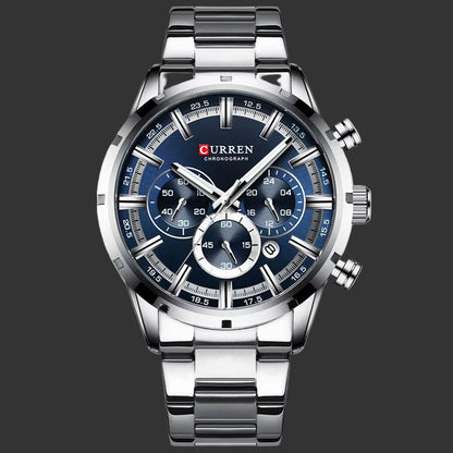 Reloj Curren Para Hombre, Esfera Azul, Banda De Acero Inoxidable, Fecha, Relojes De Negocios Para Hombre, Relojes De Pulsera De Lujo Resistentes Al Agua Para Hombre