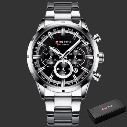 Reloj Curren Para Hombre, Esfera Azul, Banda De Acero Inoxidable, Fecha, Relojes De Negocios Para Hombre, Relojes De Pulsera De Lujo Resistentes Al Agua Para Hombre